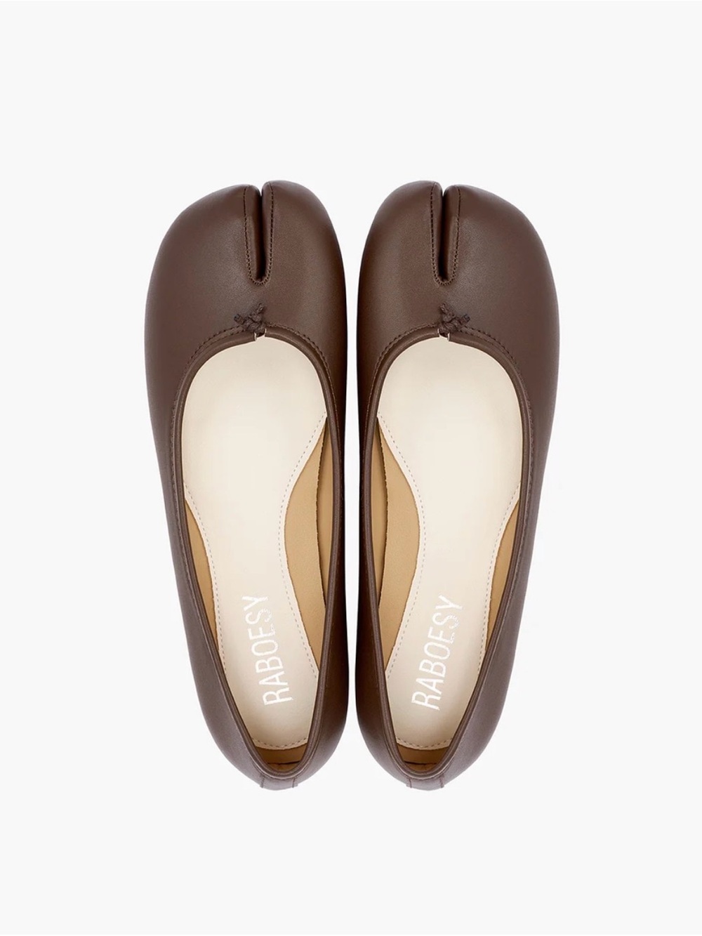 RABOESY Women's Brown Tabi Ballet Flats
